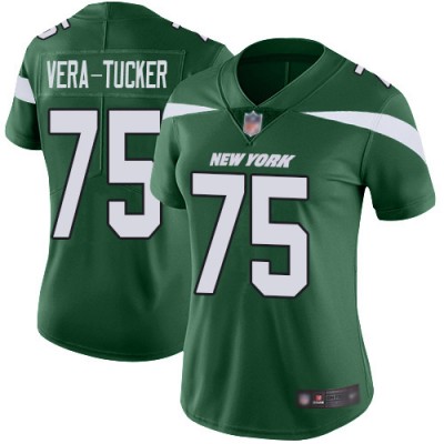 Nike New York Jets #75 Alijah Vera-Tucker Green Team Color Women's Stitched NFL Vapor Untouchable Limited Jersey